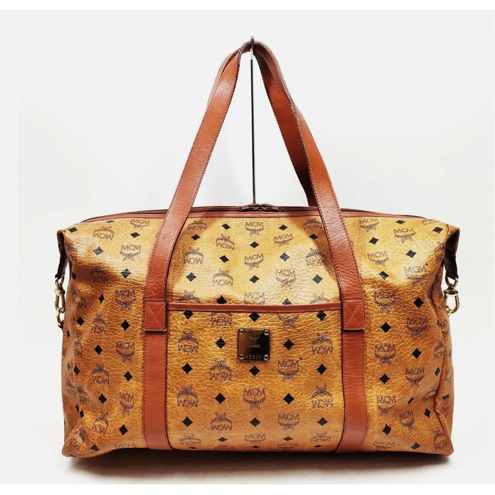 MCM Boston Bag Cognac Visetos Monogramm